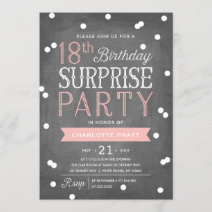 18th Confetti Surprise Party Invitation Birthday