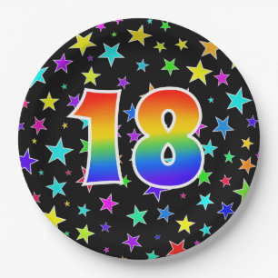 18th Event: Bold, Fun, Colorful Rainbow 18 Paper Plate