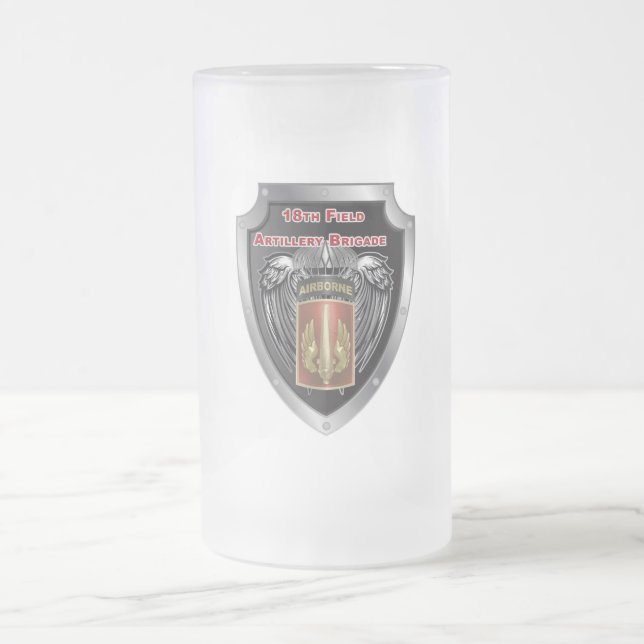 18th Field Artillery Brigade Airborne Frosted Glass Beer Mug (Center)