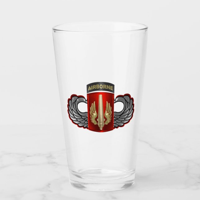 18th Field Artillery Brigade Airborne Jump Wings Glass (Front)