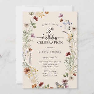 18th Floral Birthday Invitation