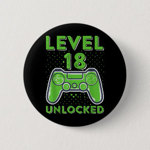 18th Game Lover Birthday 18 Years Old Gamer Quote 6 Cm Round Badge