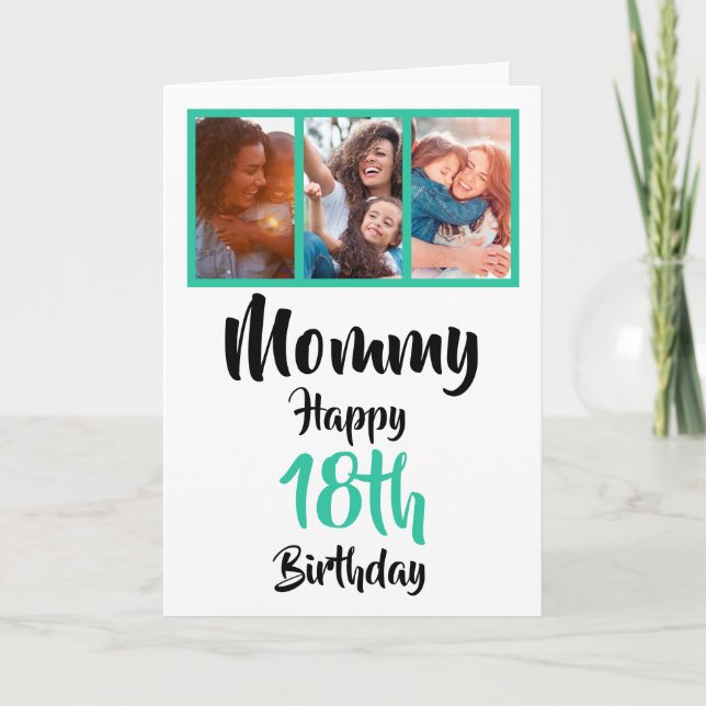 18th happy birthday Mummy photo collage Card (Front)