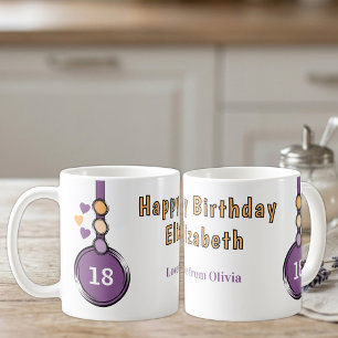 18th happy birthday name purple orange coffee mug