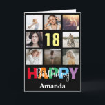 18th Happy Birthday Photo Collage Modern Black Card<br><div class="desc">18th Happy Birthday Photo Collage Modern Black Card with personalised name. For further customisation,  please click the "Customise it" button and use our design tool to modify this template.</div>