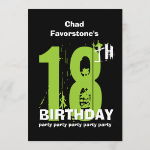 18th Modern Weathered Grunge Birthday Party Invitation