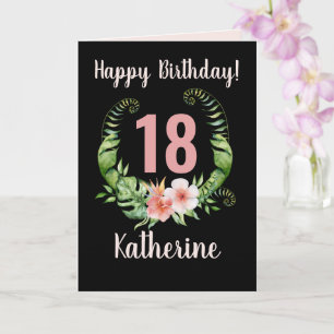 18th or all ages Birthday Pink Floral Name Card