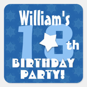 18th or Any Birthday Stars Custom K18Z BLUE Square Sticker