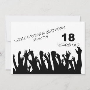 18th party invitation with cheering crowds