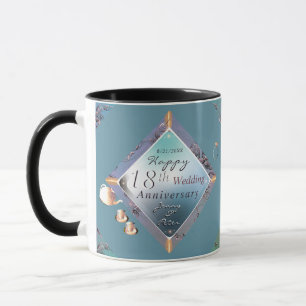 18th Porcelain, Cat's Eye, Acquamarine Anniversary Mug