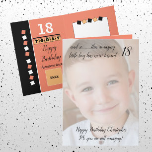 18th still amazing orange and black birthday photo card