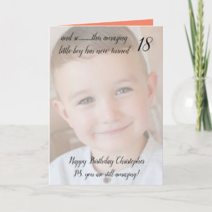 18th still amazing orange and black birthday photo card