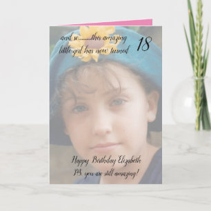 18th still amazing pink and black birthday photo card