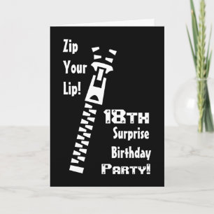 18th SURPRISE Birthday Party Invitation - Zipper