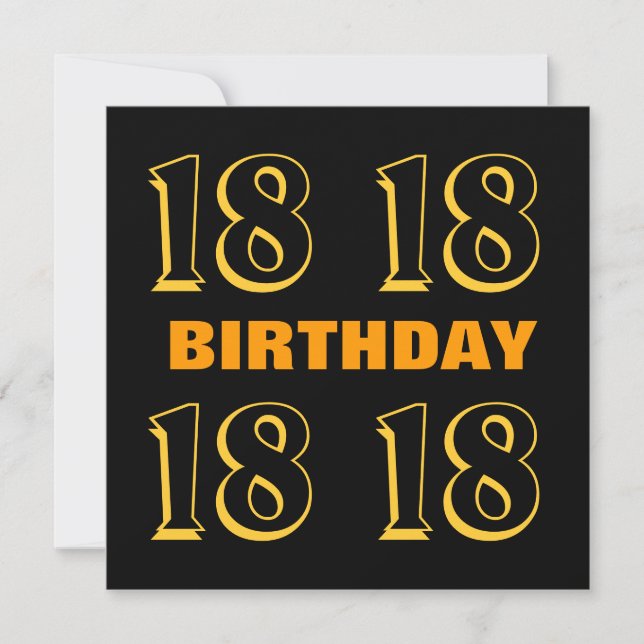 18th Teen Birthday Modern Gold and Black W1016 Card (Front)