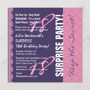 18th TEEN SURPRISE Birthday for Her with Lace L6ZB Invitation