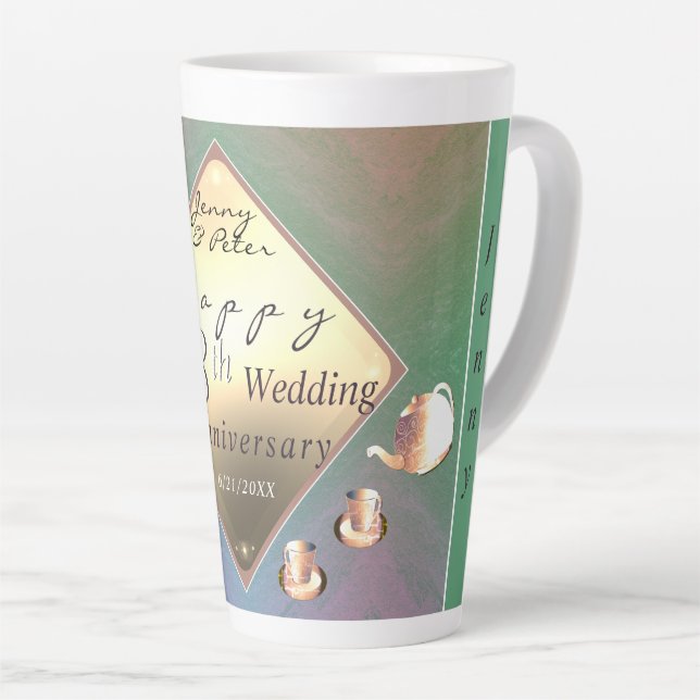 18th Wedding Anniversary Acquamarine Latte Mug (Right Angle)