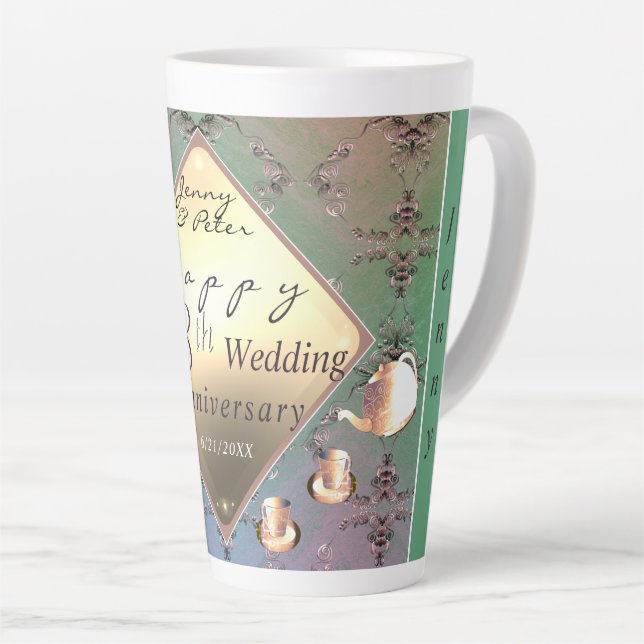 18th Wedding Anniversary Acquamarine Latte Mug (Right Angle)