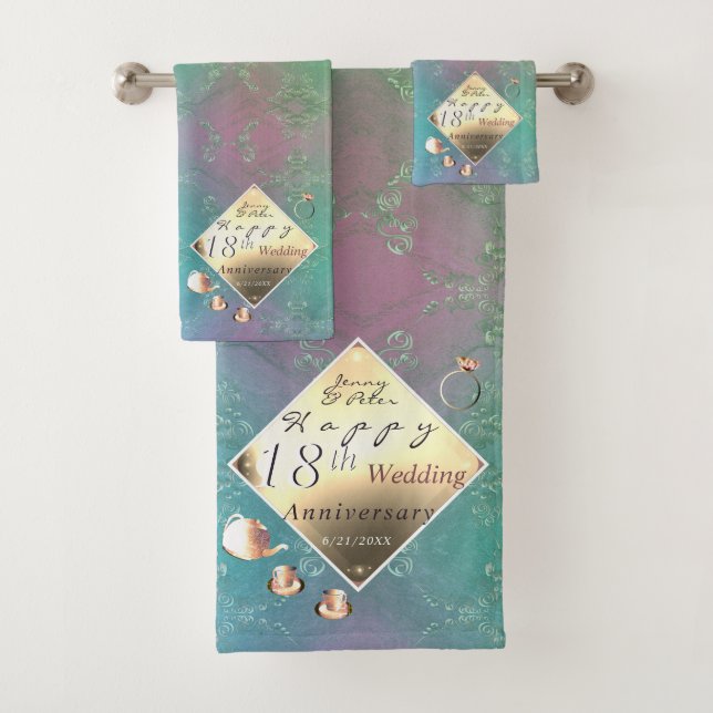 18th Wedding Anniversary Acquamarine Towel (Insitu)