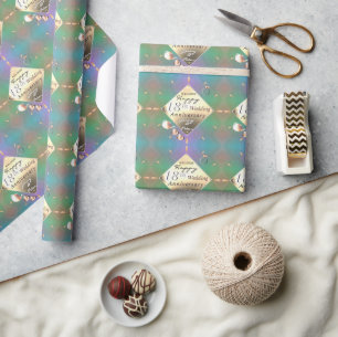 18th Wedding Anniversary Acquamarine Wrapping Paper
