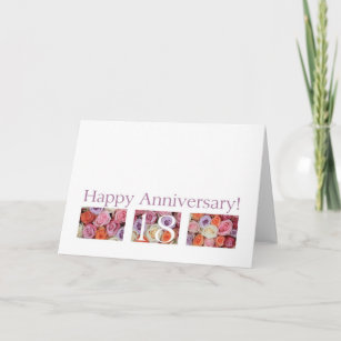18th Wedding Anniversary Card pastel roses