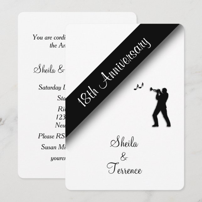 18th Wedding Anniversary Invitation (Front/Back)