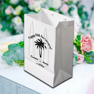 18th Wedding Anniversary Palm Trees Medium Gift Bag