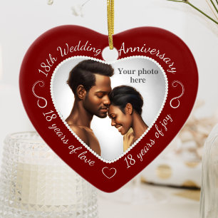 18th Wedding Anniversary Photo Ceramic Tree Decoration