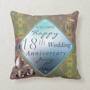 18th Wedding Anniversary Porcelain Acquamarine Cushion