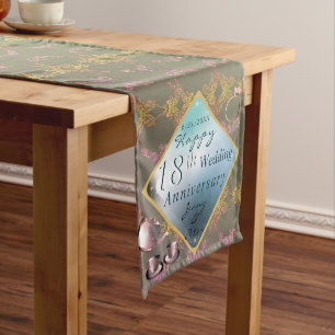 18th Wedding Anniversary Porcelain Acquamarine  Medium Table Runner