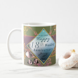 18th Wedding Anniversary Porcelain Acquamarine  Pi Coffee Mug