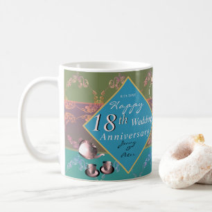 18th Wedding Anniversary Porcelain Cat's Eye  Coffee Mug