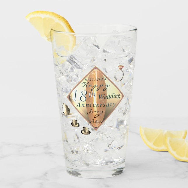 18th Wedding Anniversary Porcelain Cat's Eye Glass (Front Ice)