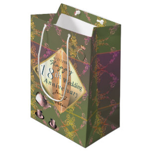 18th Wedding Anniversary Porcelain Cat's Eye   Med Medium Gift Bag