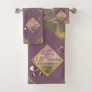 18th Wedding Anniversary Porcelain Cat's Eye Towel