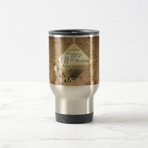 18th Wedding Anniversary Porcelain Cat's Eye Travel Mug