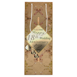 18th Wedding Anniversary Porcelain Cat's Eye Wine Gift Bag