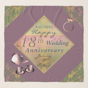 18th Wedding Anniversary Porcelain  Scarf