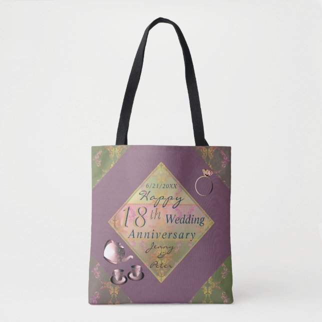 18th Wedding Anniversary Porcelain Tote Bag (Front)