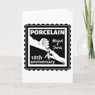 18th wedding anniversary porcelain traditional card