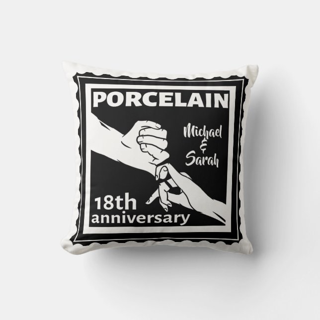 18th wedding anniversary porcelain traditional cushion (Front)
