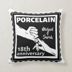 18th wedding anniversary porcelain traditional cushion
