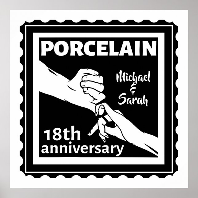 18th wedding anniversary porcelain traditional poster (Front)