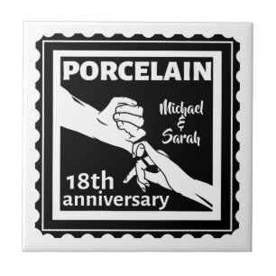 18th wedding anniversary porcelain traditional tile