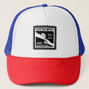 18th wedding anniversary porcelain traditional trucker hat