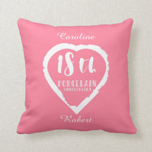 18th Wedding anniversary traditional porcelain Cushion