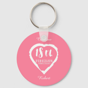 18th Wedding anniversary traditional porcelain Key Ring