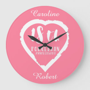 18th Wedding anniversary traditional porcelain Large Clock