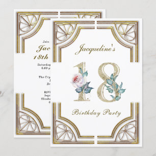 18th Years Elegant Gold Birthday Party Invitation