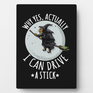 18Why Yes Actually I Can Drive A Stick Funny Witch Plaque
